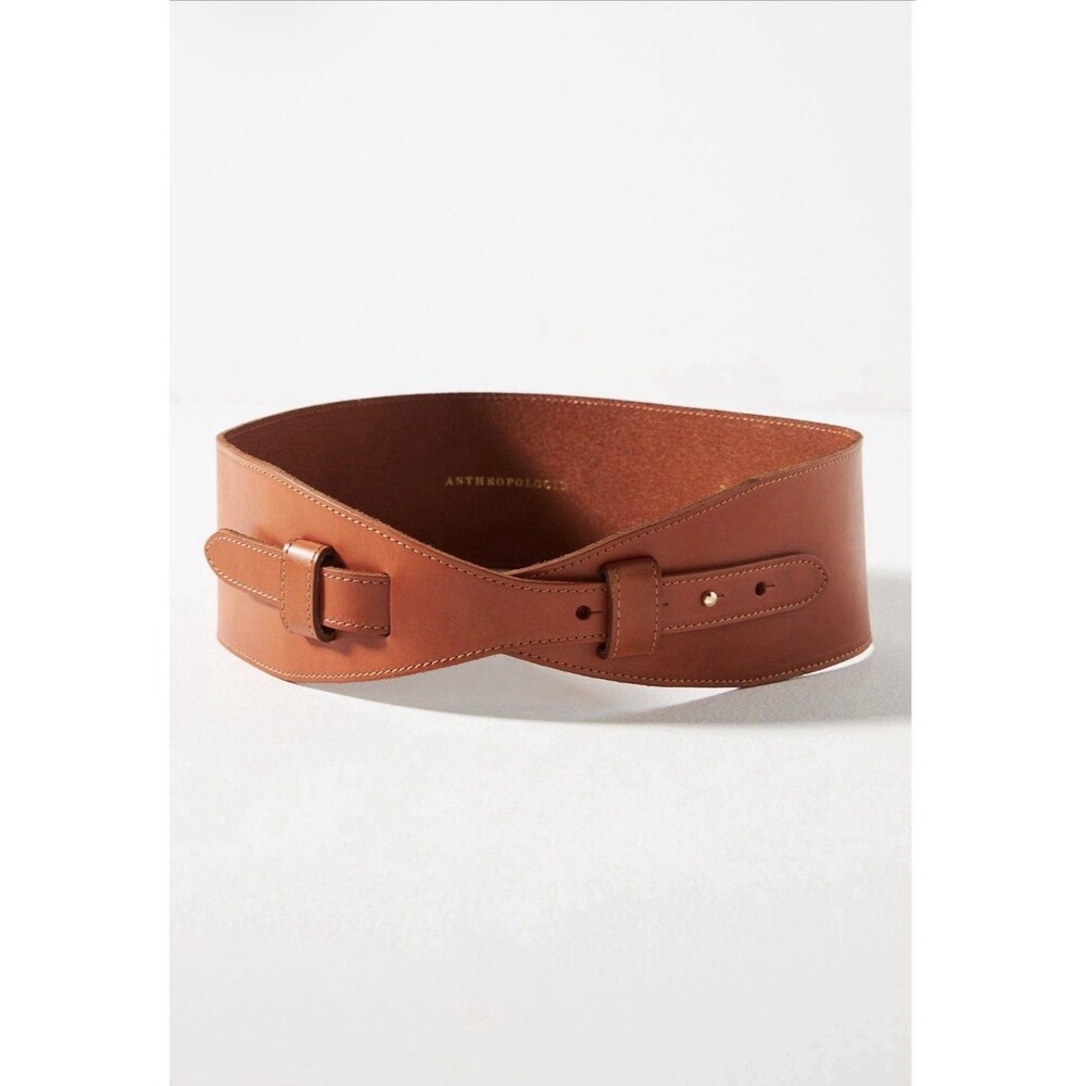 ANTHROPOLOGIE New SMALL Wide Corset Curved Belt GENUINE LEATHER WaistStyle Cedar